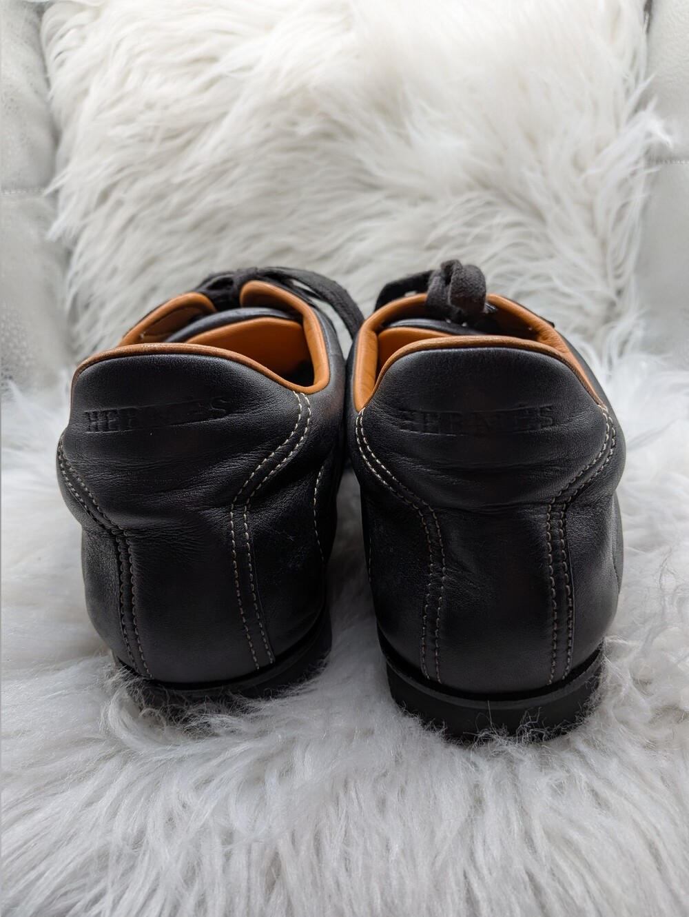 Hermès Men's Black Leather Sneakers – EU 38.5 – 5.5-6US Made in Italy - Picture 5 of 11